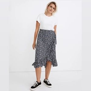 NWT Madewell Ruffle-Edge Midi Wrap Skirt in Harvest Vine